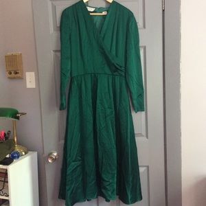 Vintage Emerald 100% Silk Dress